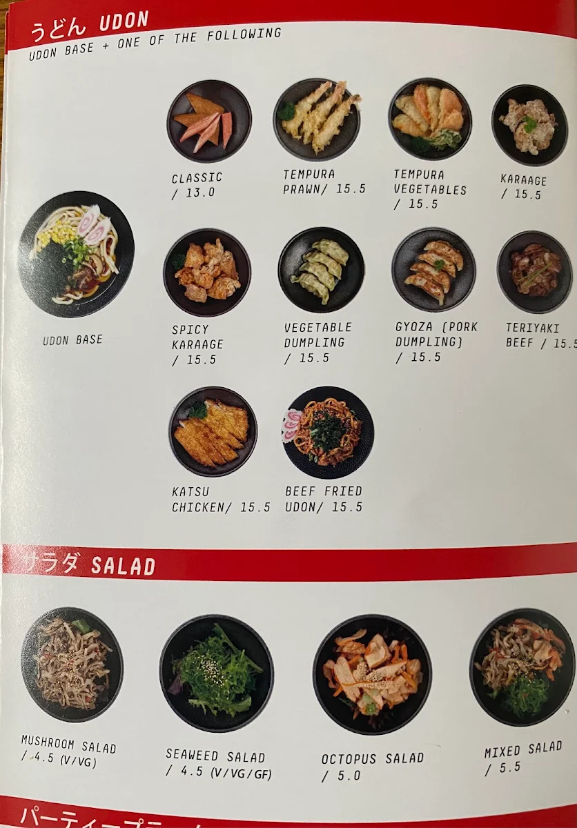 Menu, Kintaro Sushi