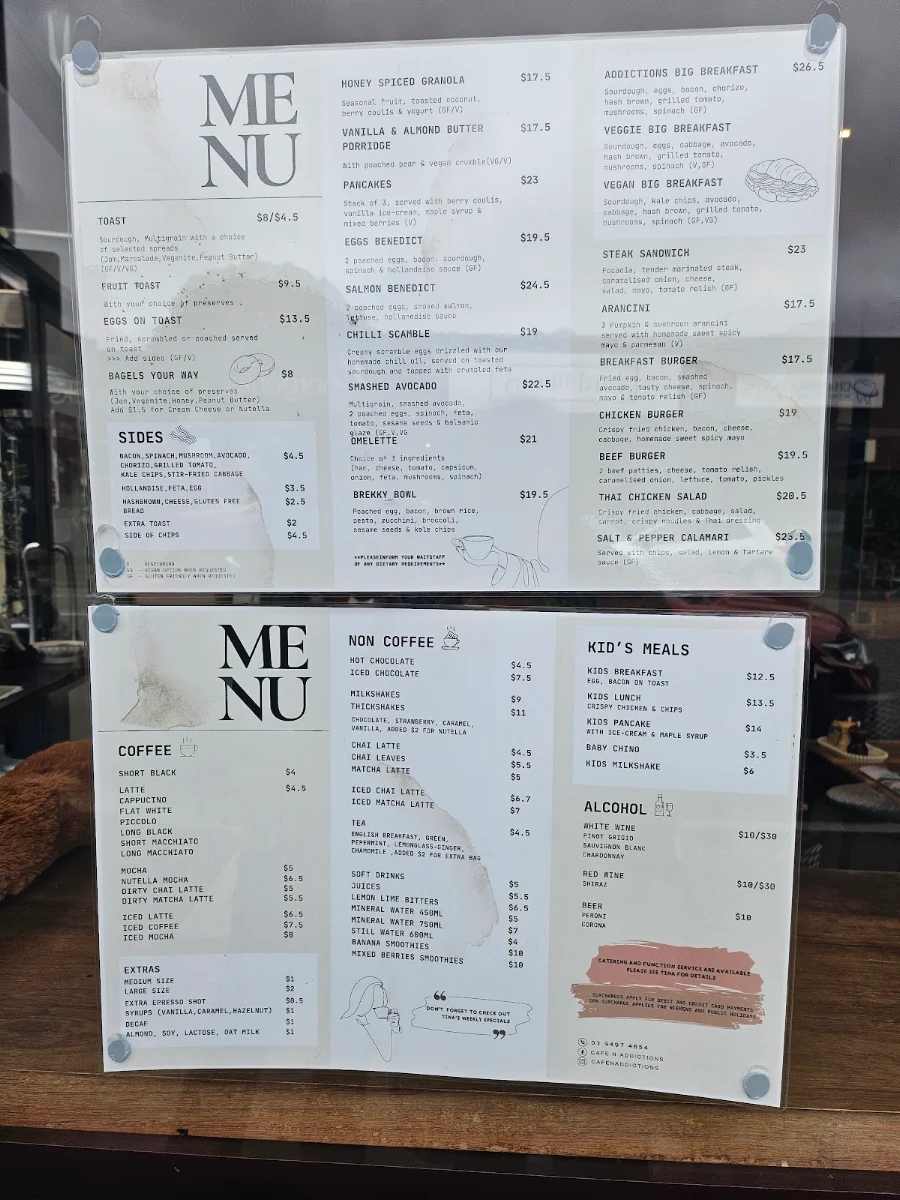 Menu, College Dropout Burgers (Ivanhoe)