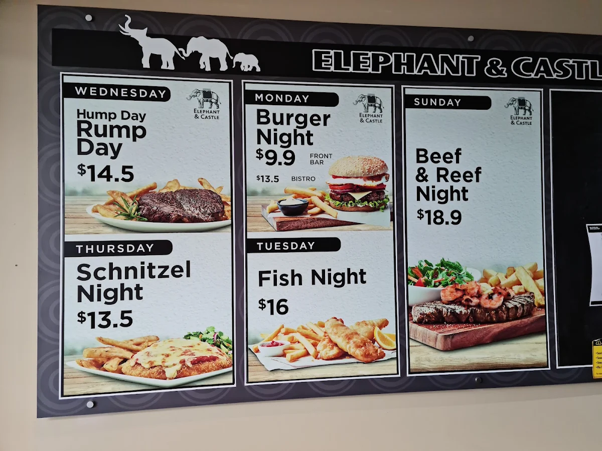 Menu, Elephant & Castle Hotel
