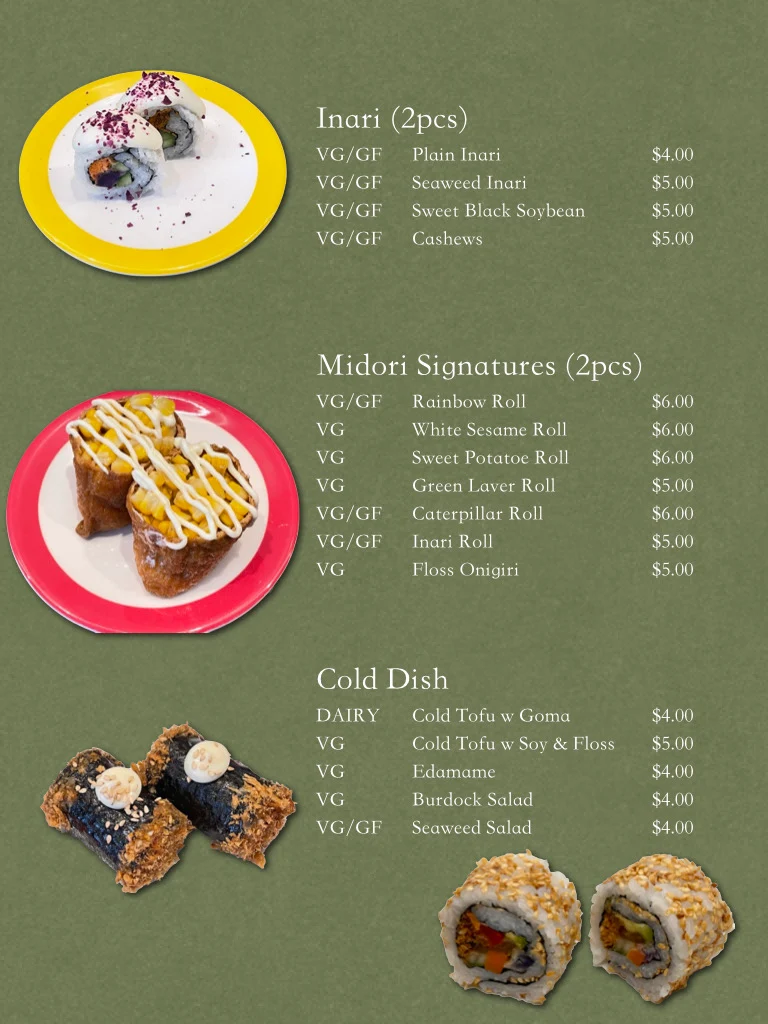 Menu, Midori by Tao's