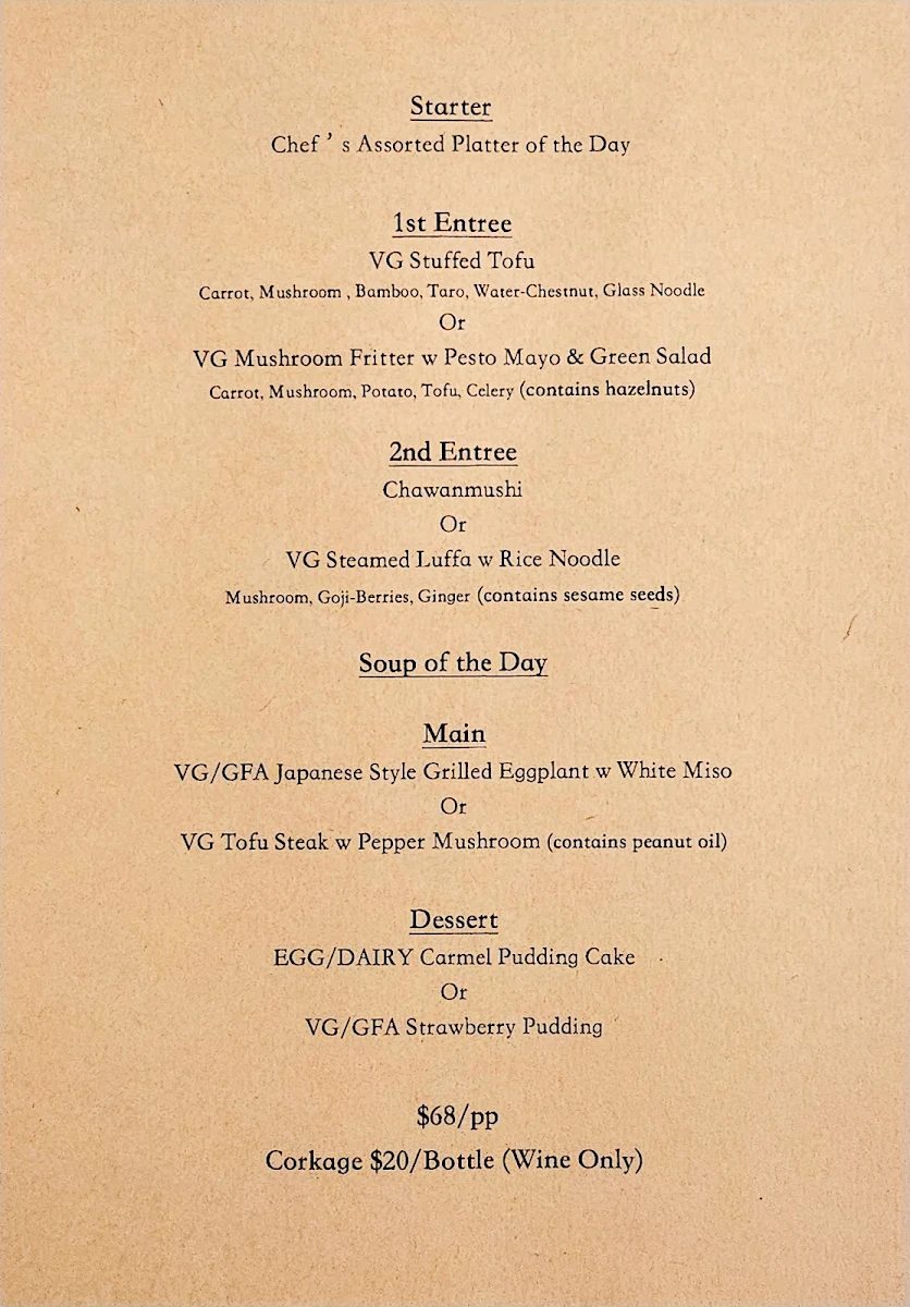 Menu, Midori by Tao's