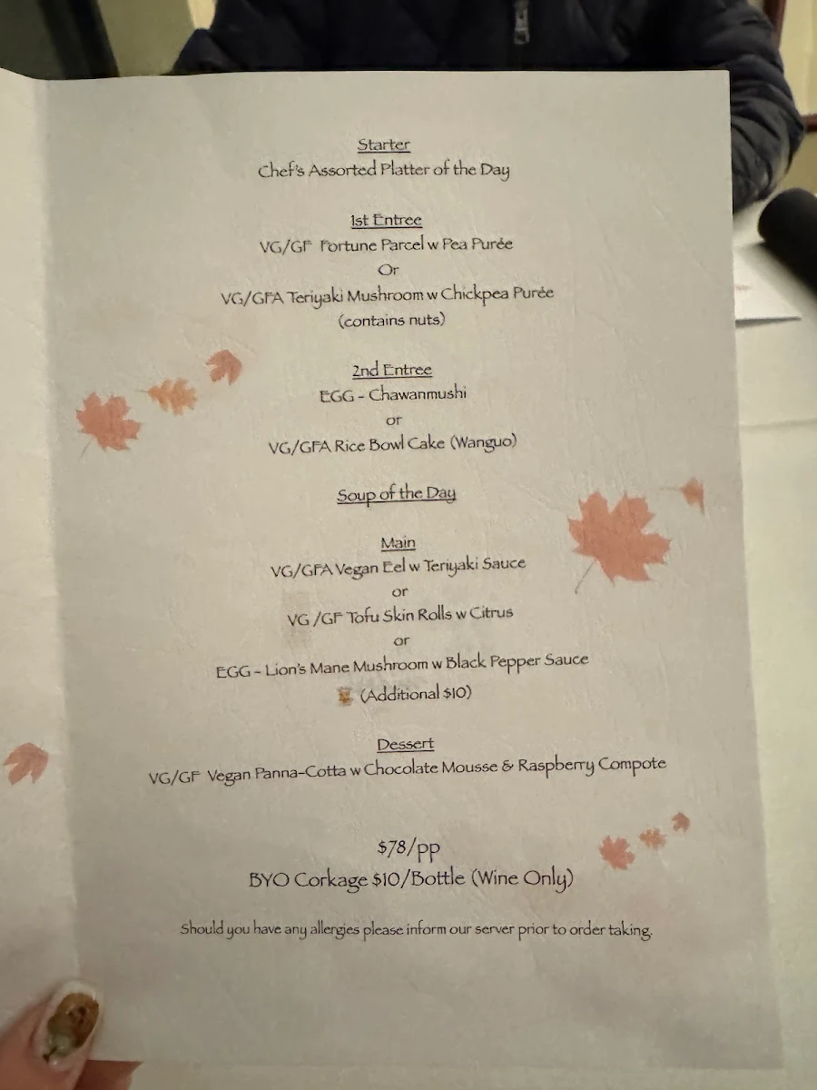 Menu, Midori by Tao's