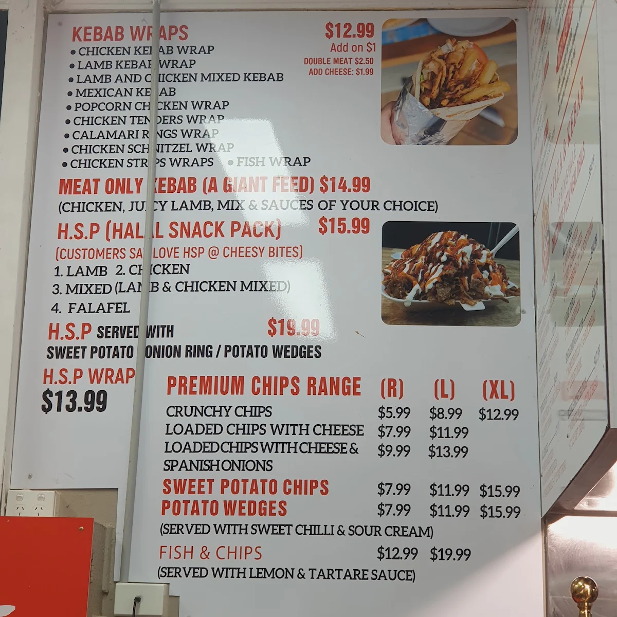 Menu, Cheesy Bite Pizza & Kebab - Springvale