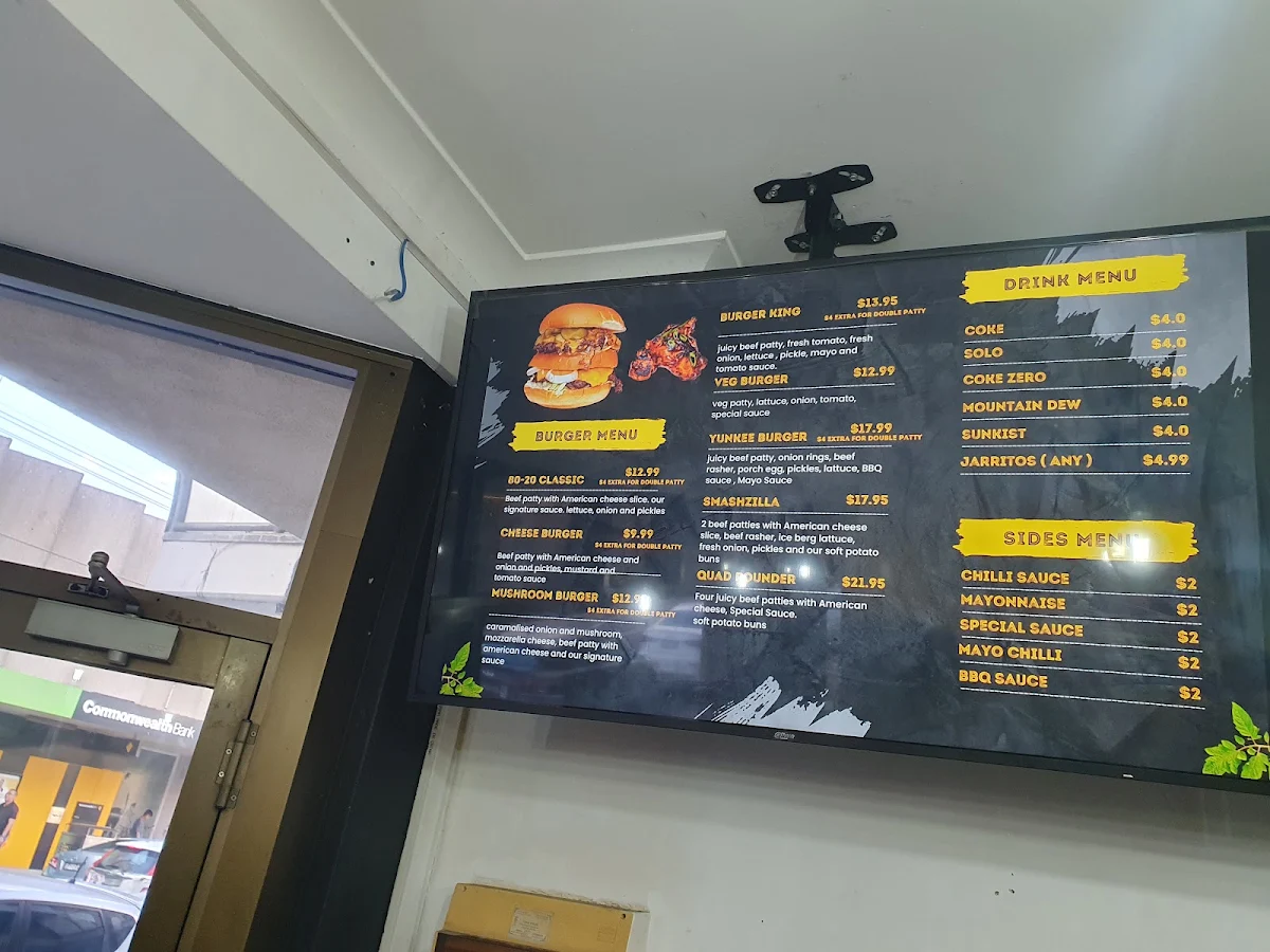 Menu, Eighty Twenty Smash burgerz