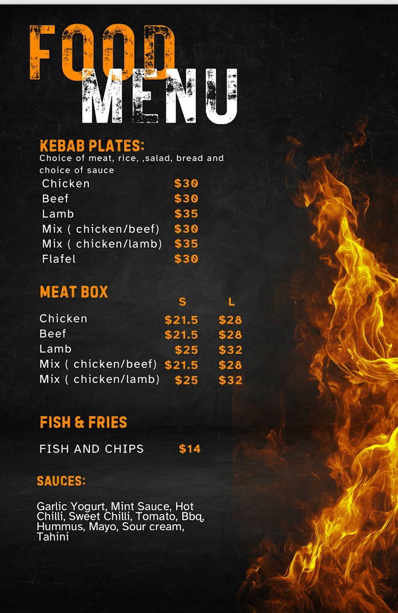 Menu, Grabit Cafe N kebabs