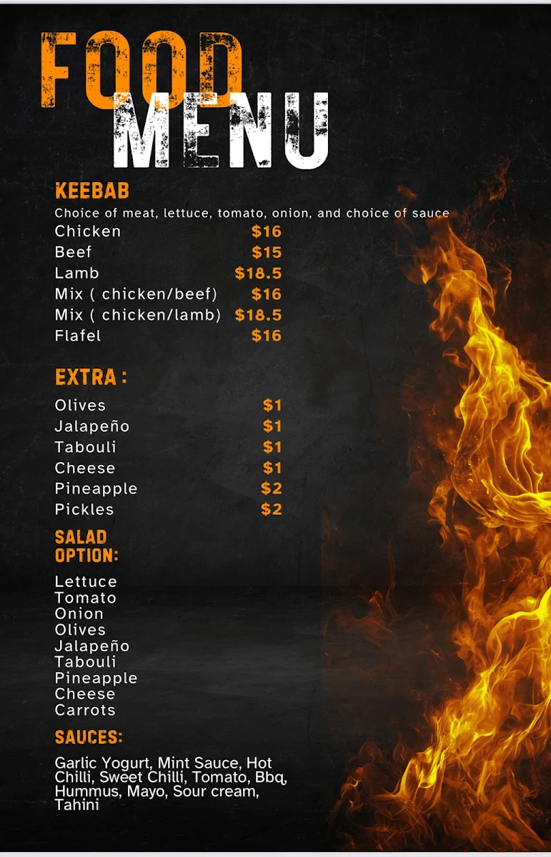 Menu, Grabit Cafe N kebabs
