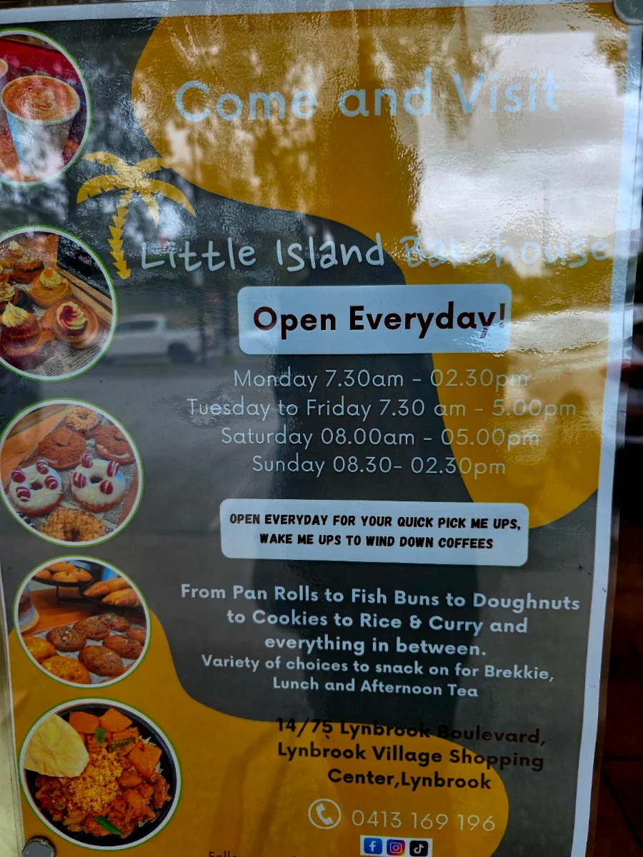 Menu, Little Island Bakehouse