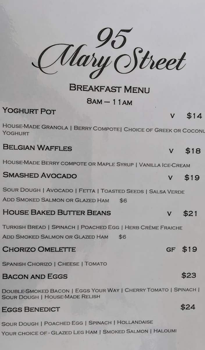 Menu, 95 Mary Street