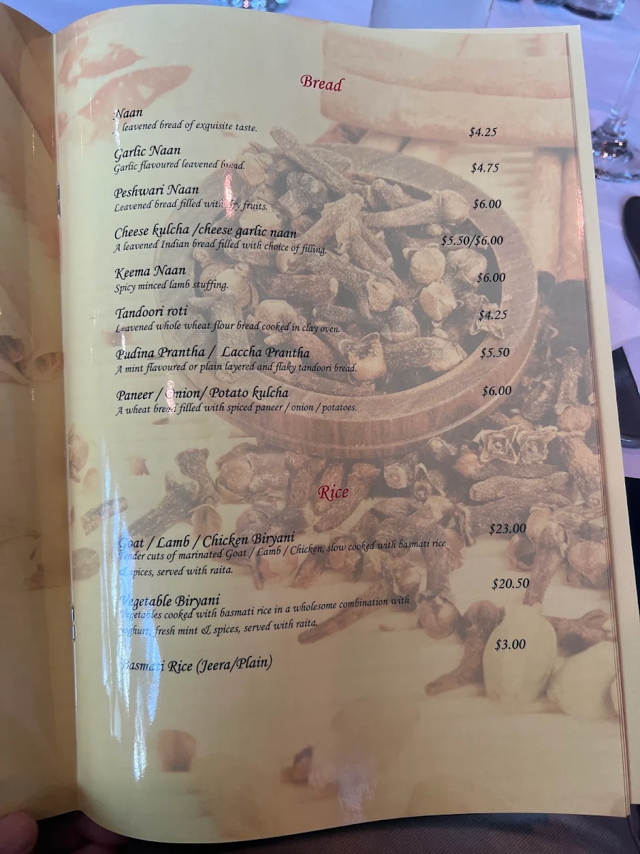 Menu, Masala Hut