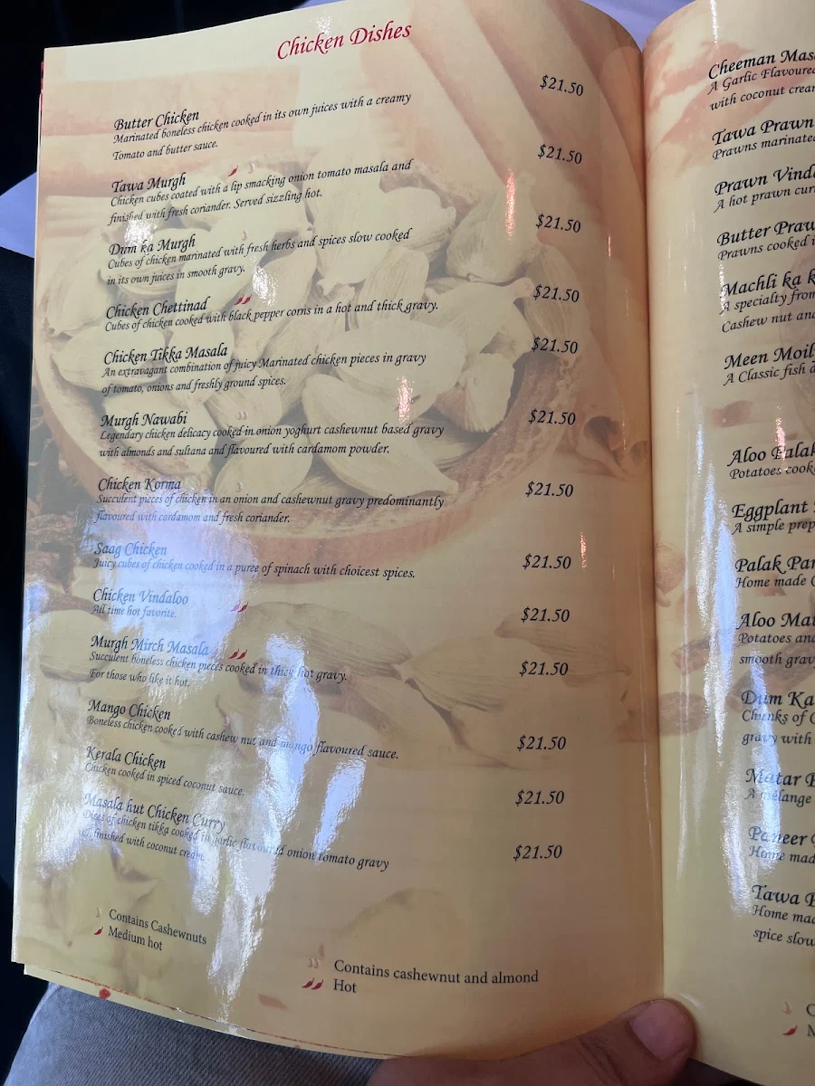 Menu, Masala Hut