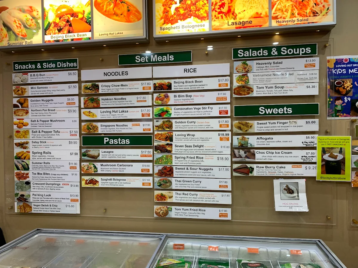 Menu, Loving Hut Brisbane