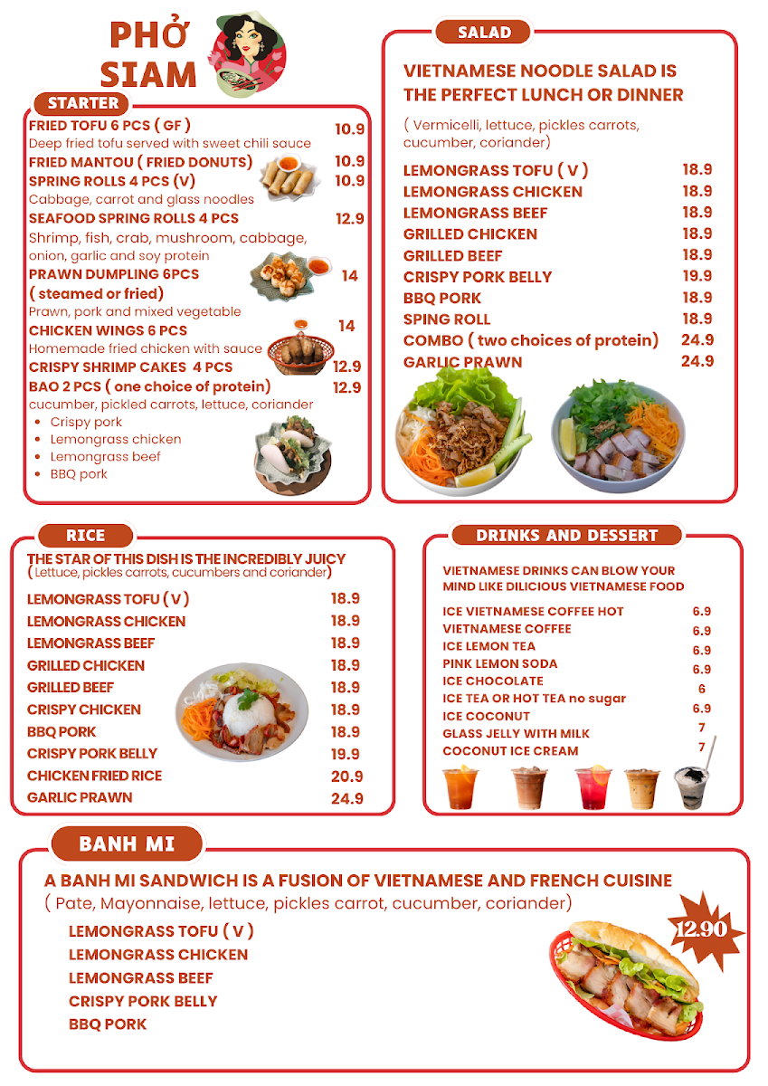 Menu, Pho Siam