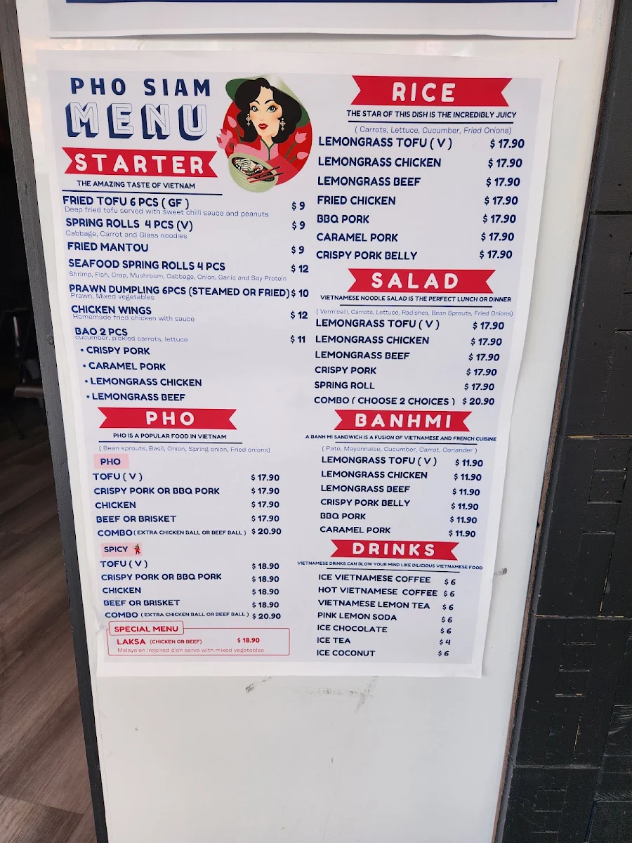 Menu, Pho Siam