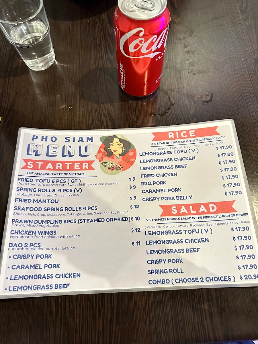 Menu, Pho Siam