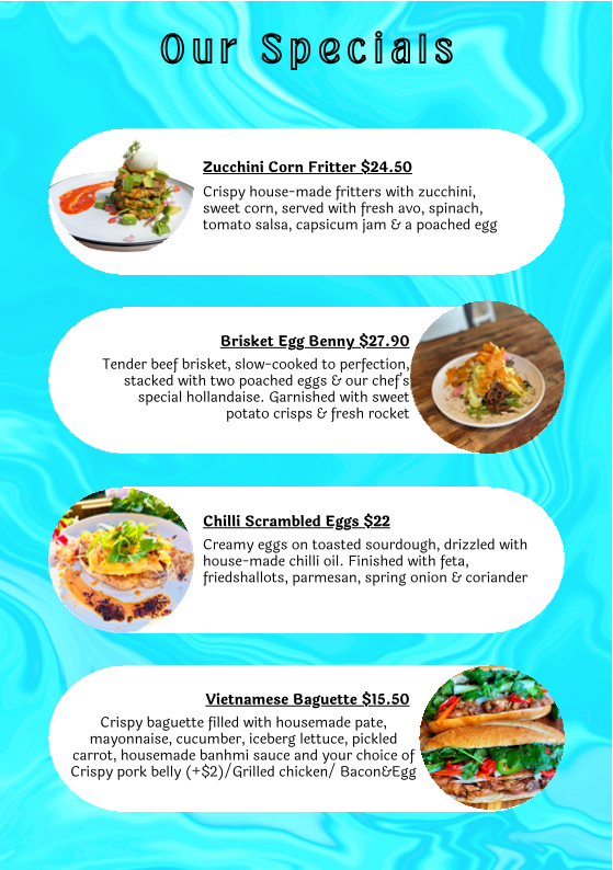 Menu, Cafe All Sorts Kirra
