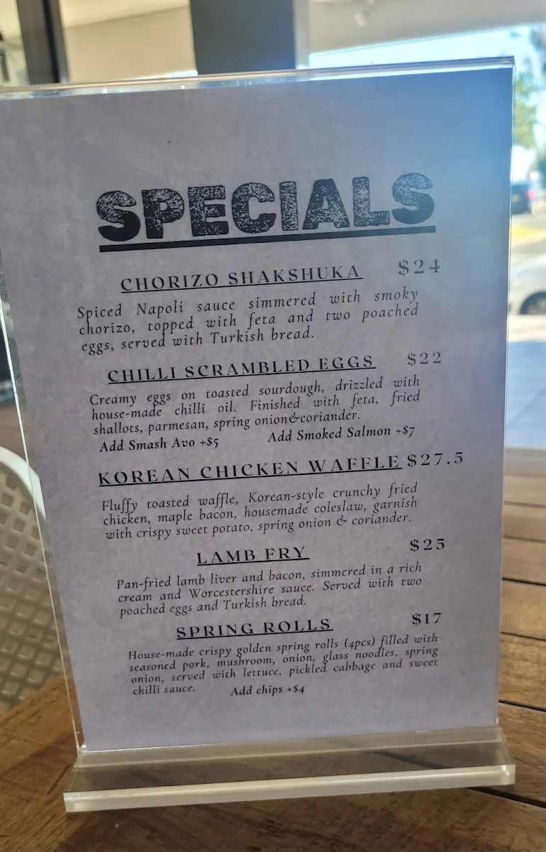 Menu, Cafe All Sorts Kirra