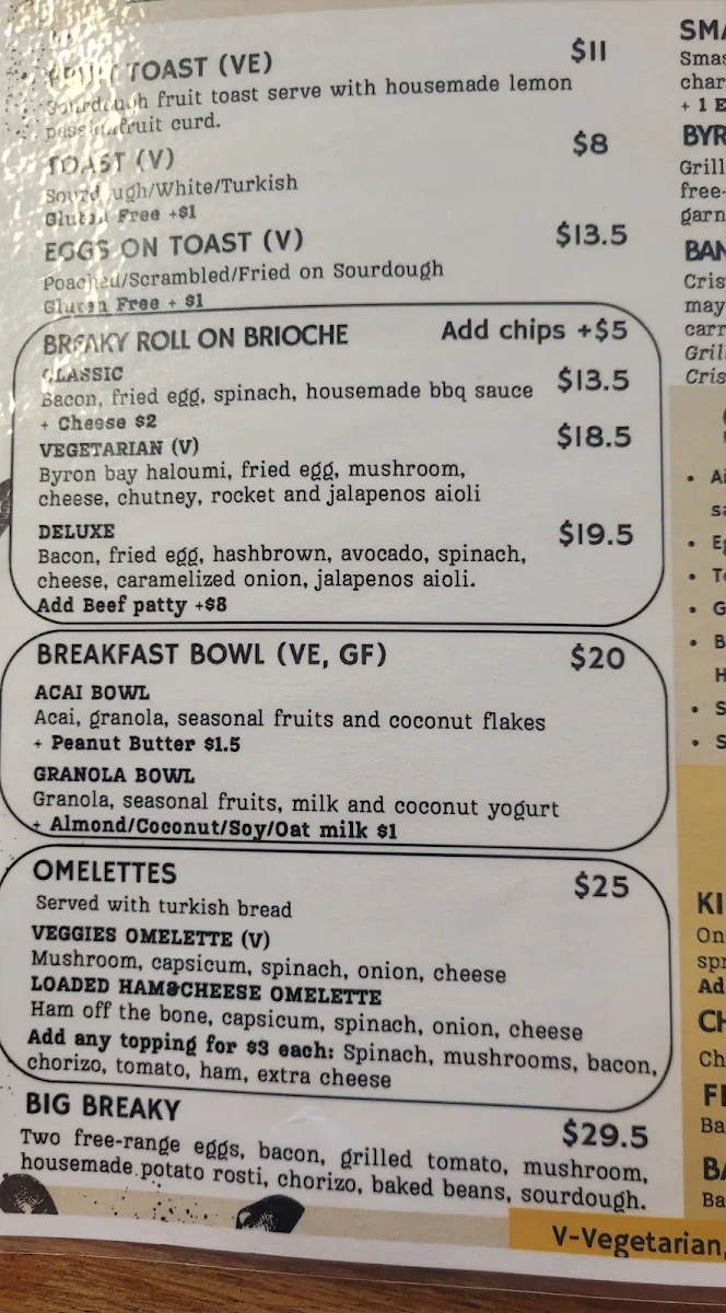 Menu, Cafe All Sorts Kirra