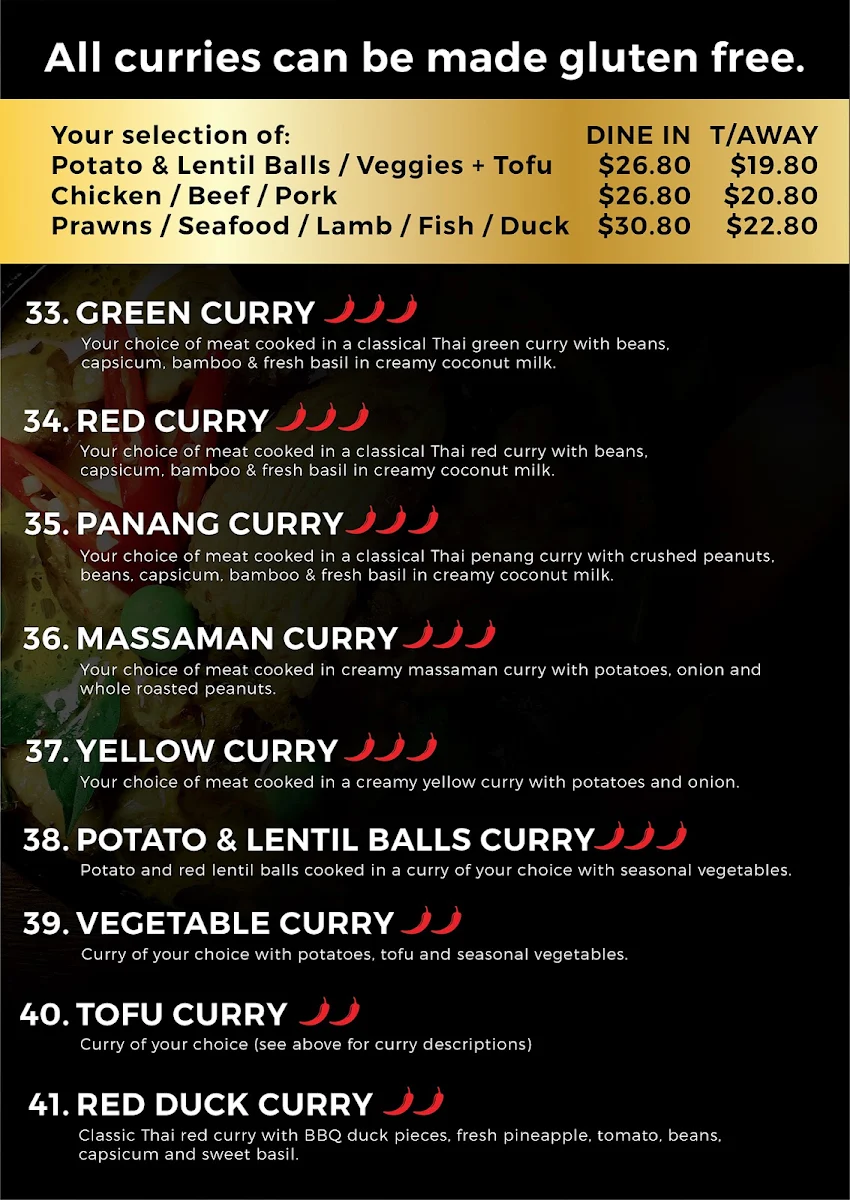 Menu, The Green Mango Thai Restaurant