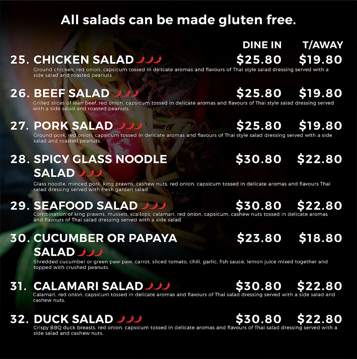 Menu, The Green Mango Thai Restaurant
