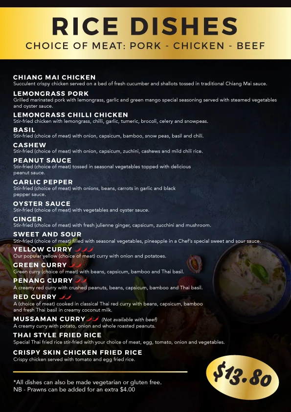 Menu, The Green Mango Thai Restaurant