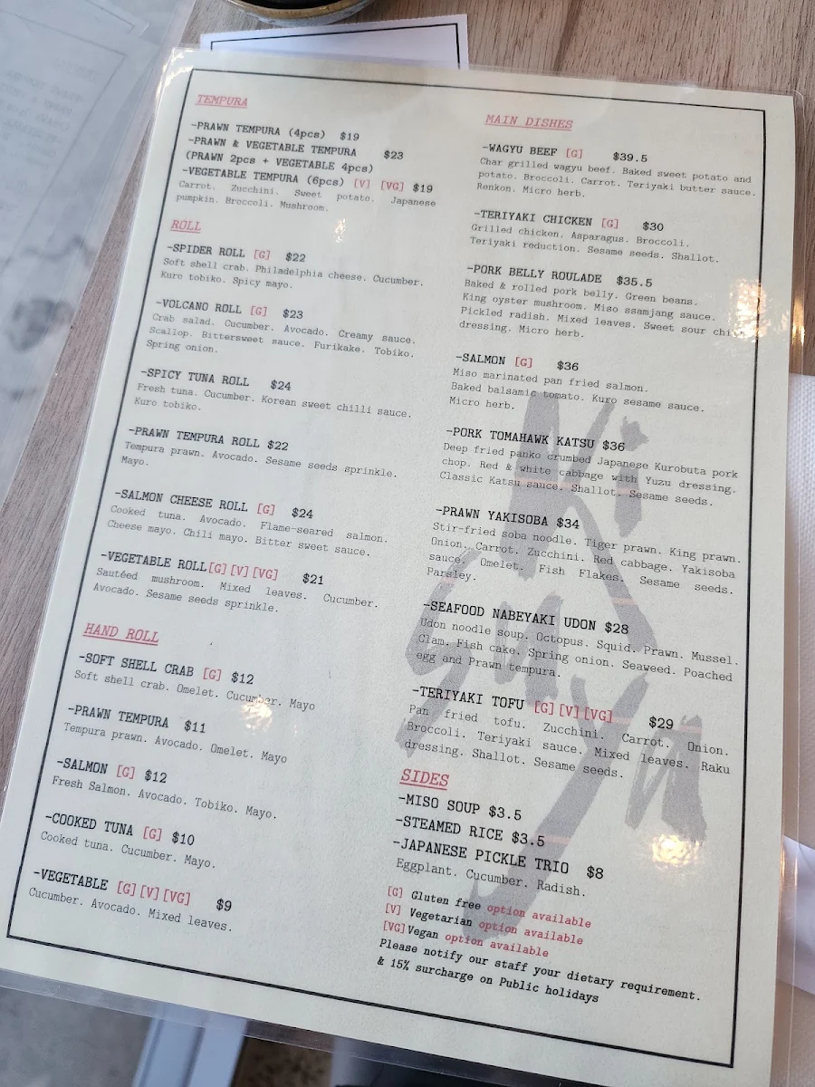 Menu, Kisuya Japanese Restaurant