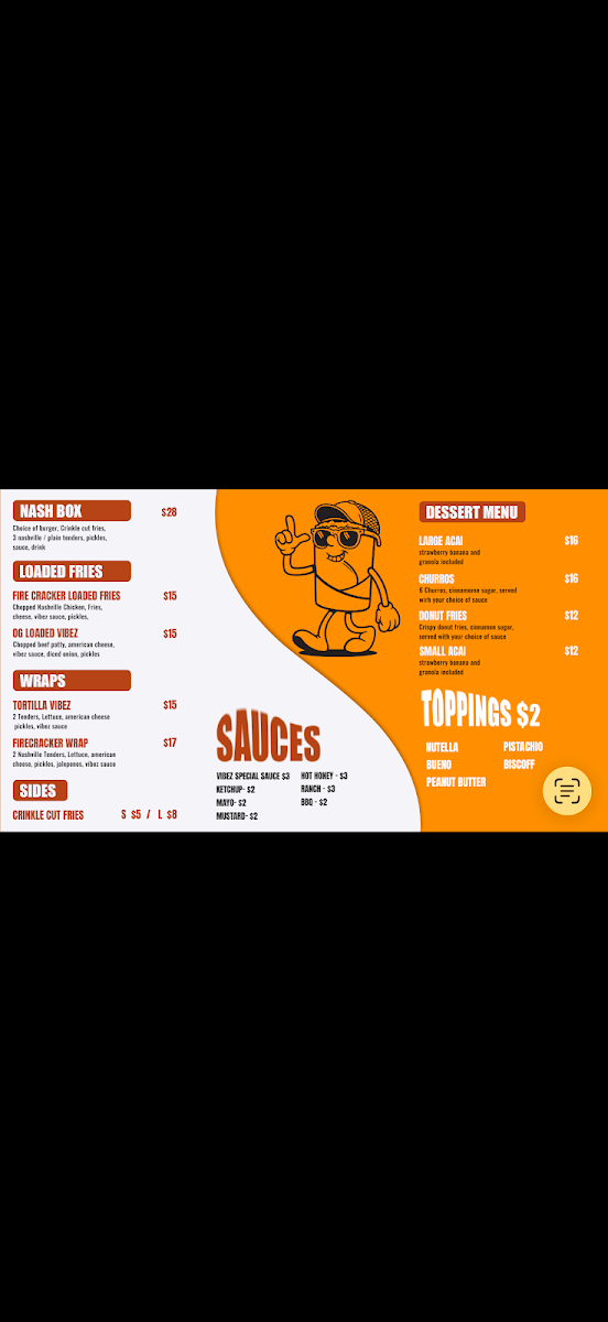 Menu, Fried Vibez Rockdale