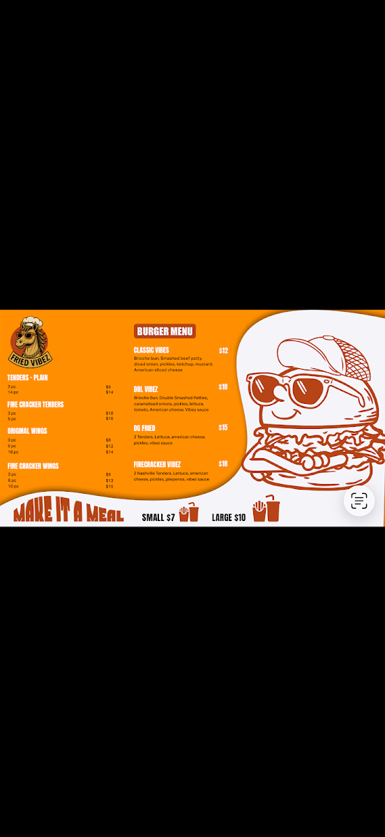 Menu, Fried Vibez Rockdale