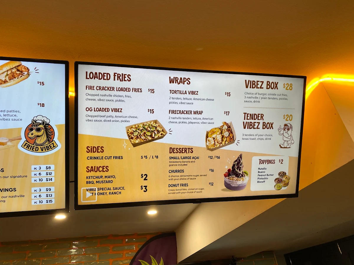 Menu, Fried Vibez Rockdale
