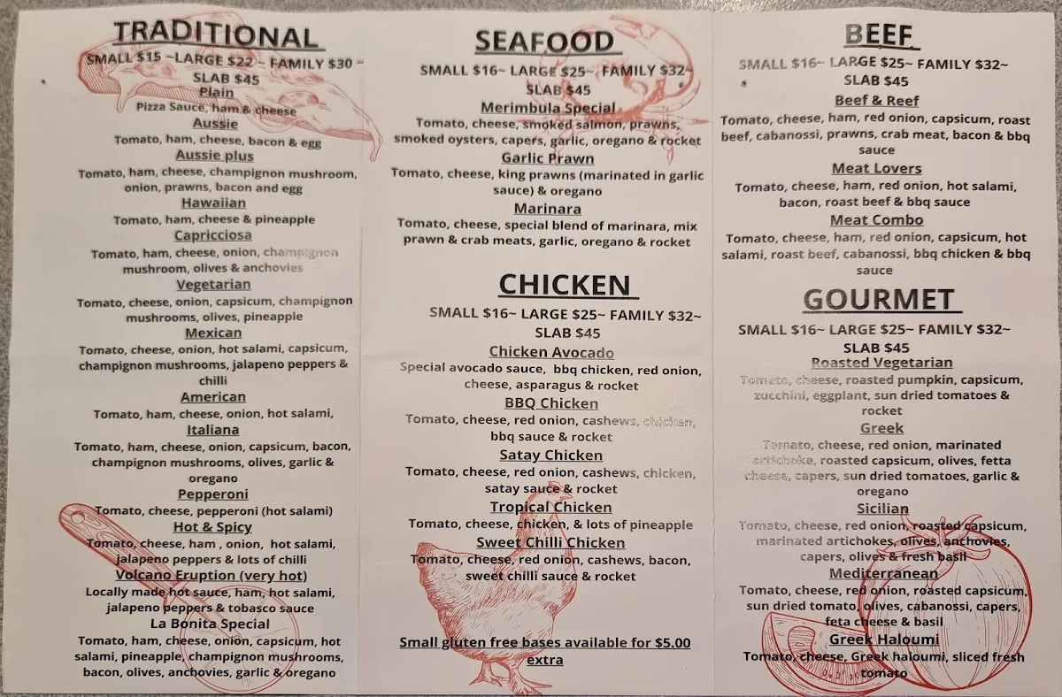 Menu, LaBonita Pizza & Pasta