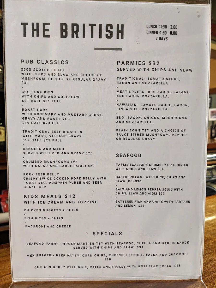Menu, British Hotel and Little green men brewing co.