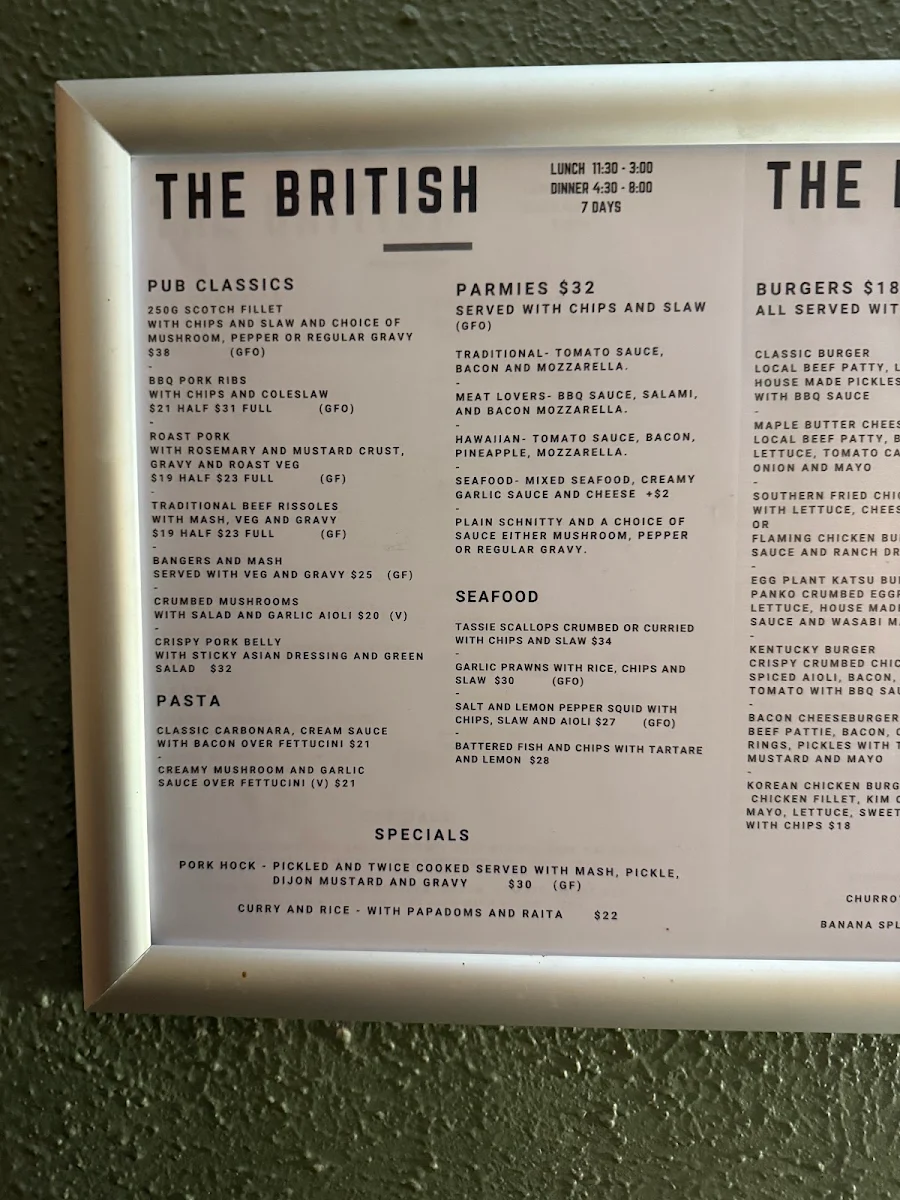 Menu, British Hotel and Little green men brewing co.