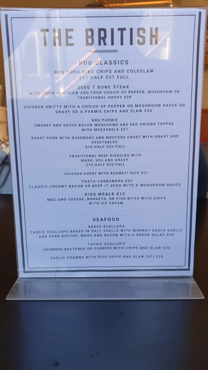 Menu, British Hotel and Little green men brewing co.
