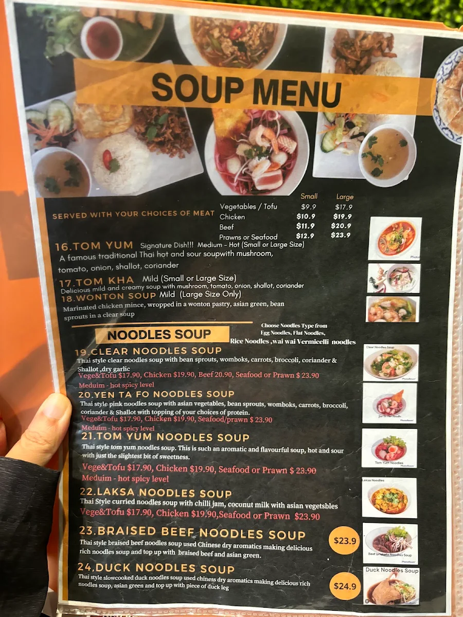 Menu, Niyom Thai Surfers Paradise