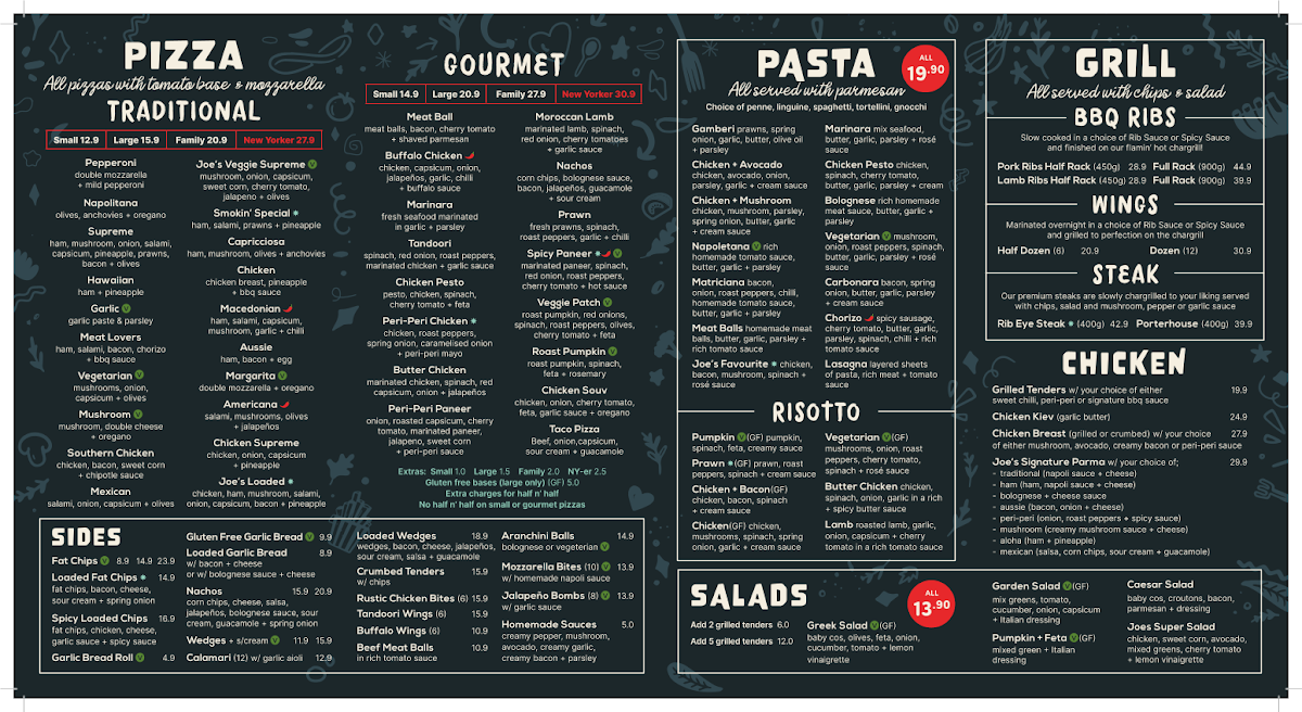 Menu, Smokin Joe's Pizza & Grill Beaconsfield
