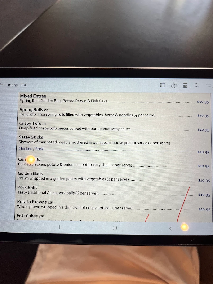 Menu, Simply Thai Restaurant