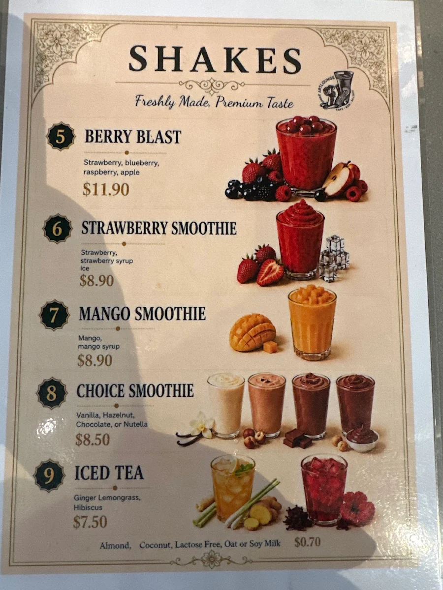 Menu, Cyrus Artlounge