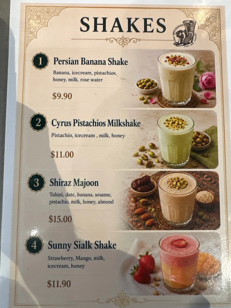 Menu, Cyrus Artlounge