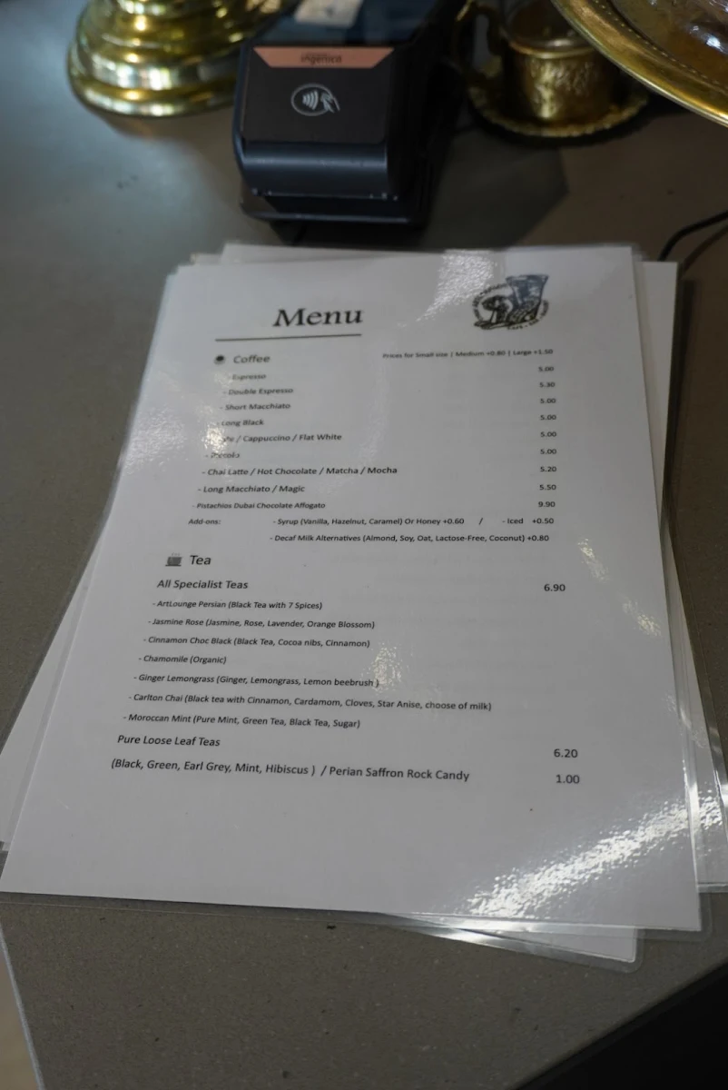 Menu, Cyrus Artlounge
