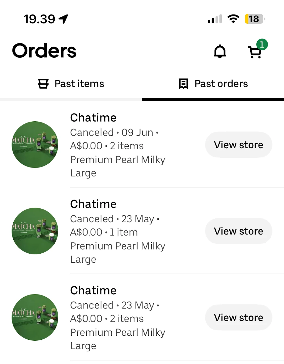 Menu, Chatime Kotara