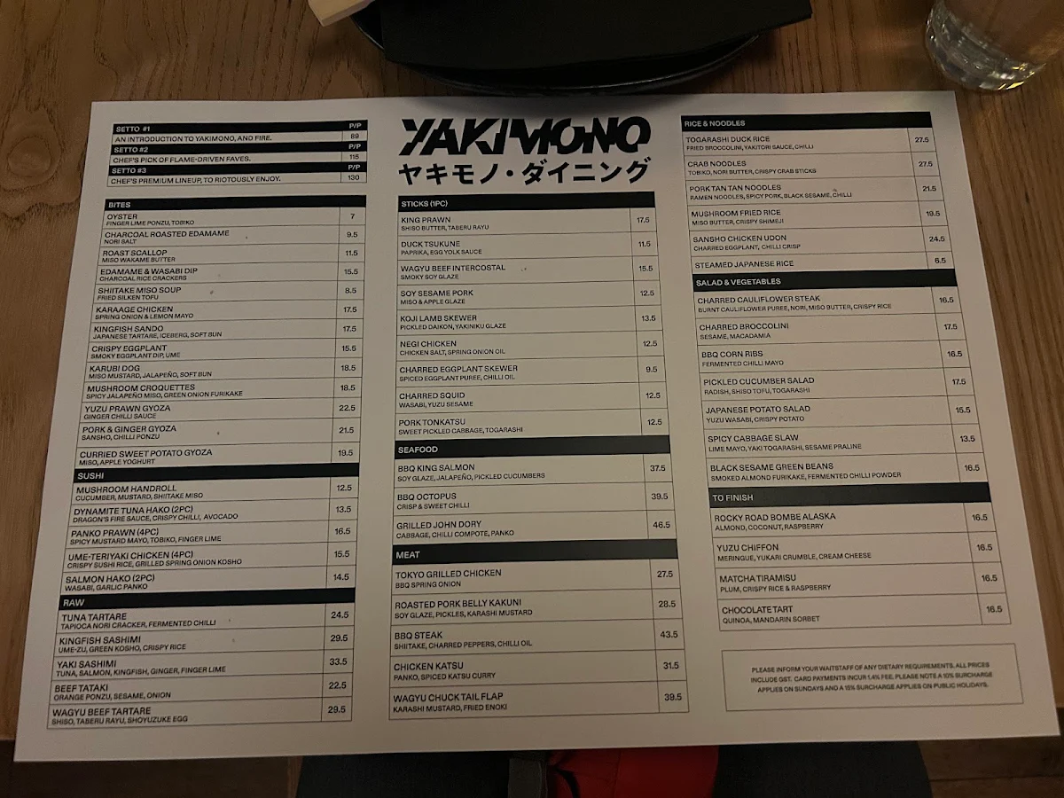 Menu, Yakimono