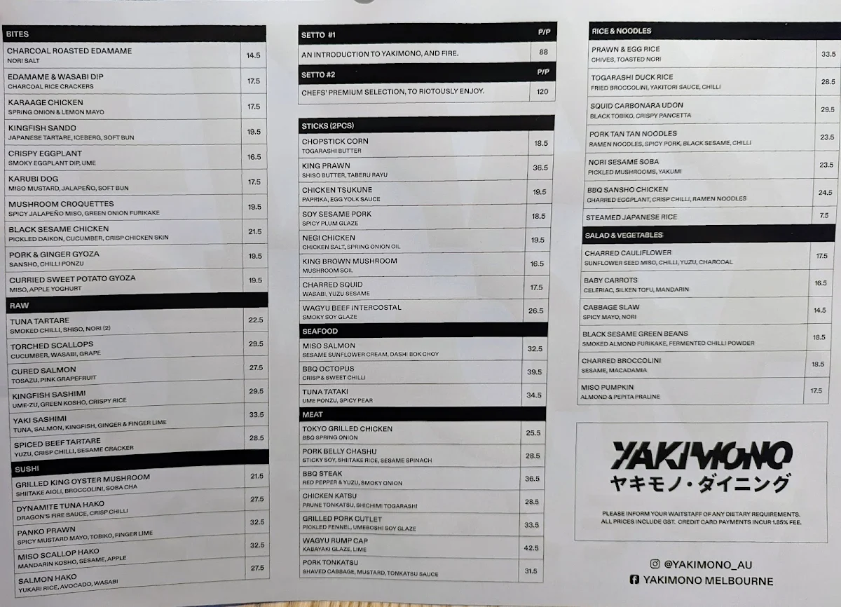 Menu, Yakimono