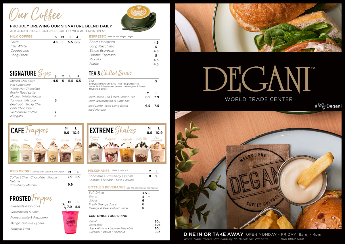 Menu, Degani WTC - Catering, Coffee & more!