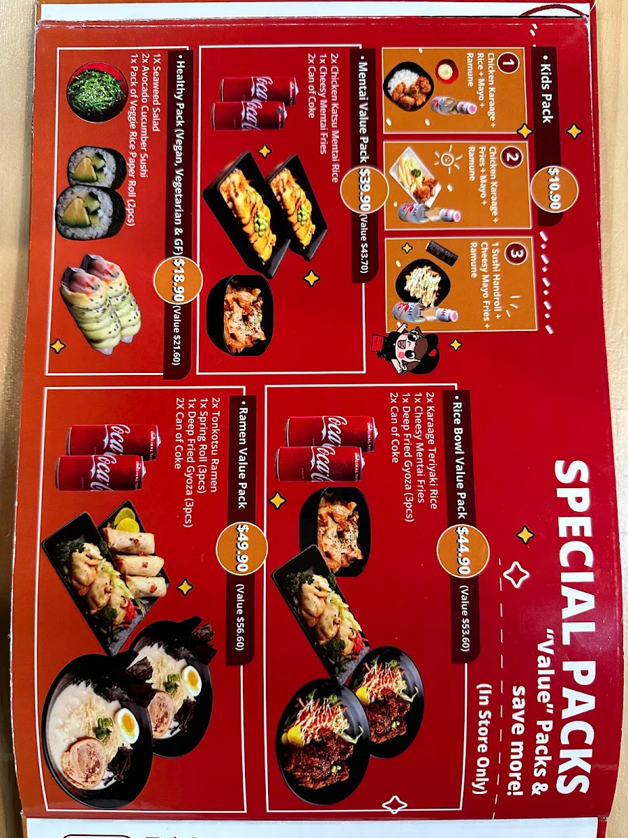 Menu, Pika Sushi Cowes