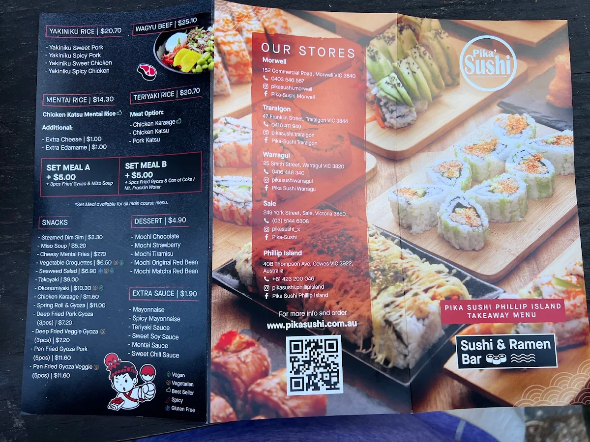 Menu, Pika Sushi Cowes