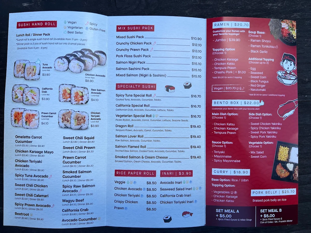 Menu, Pika Sushi Cowes
