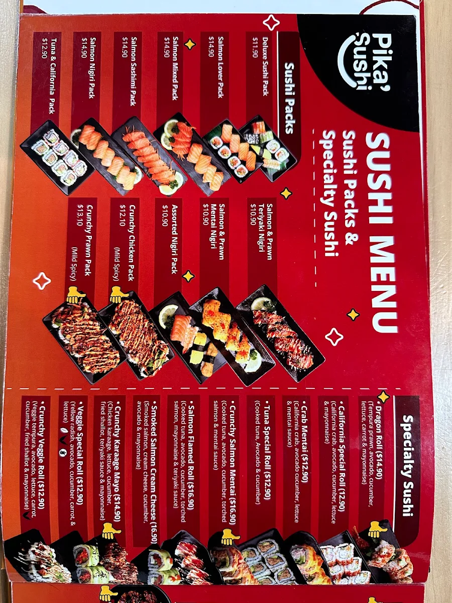 Menu, Pika Sushi Cowes