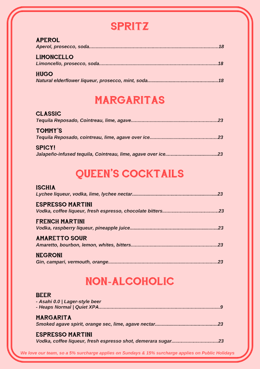 Menu, Queen Margherita of Savoy