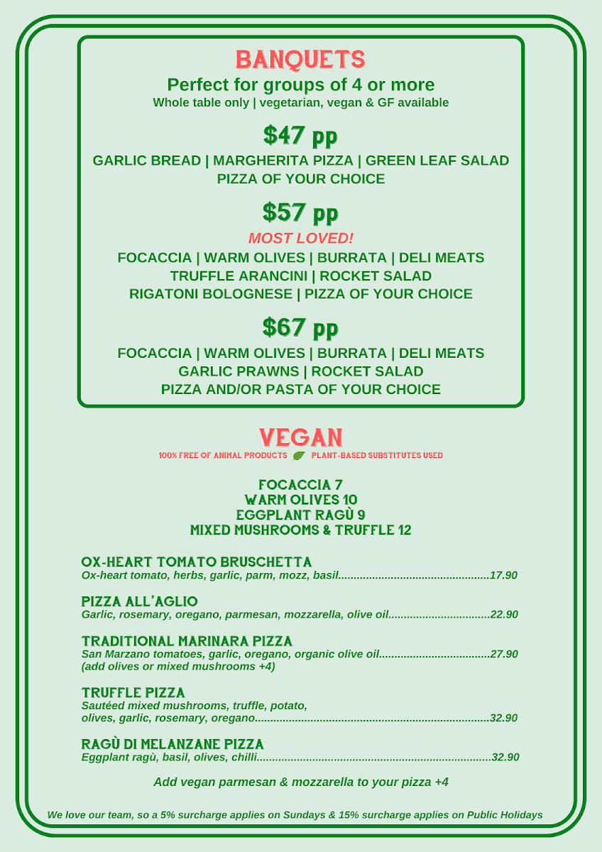 Menu, Queen Margherita of Savoy