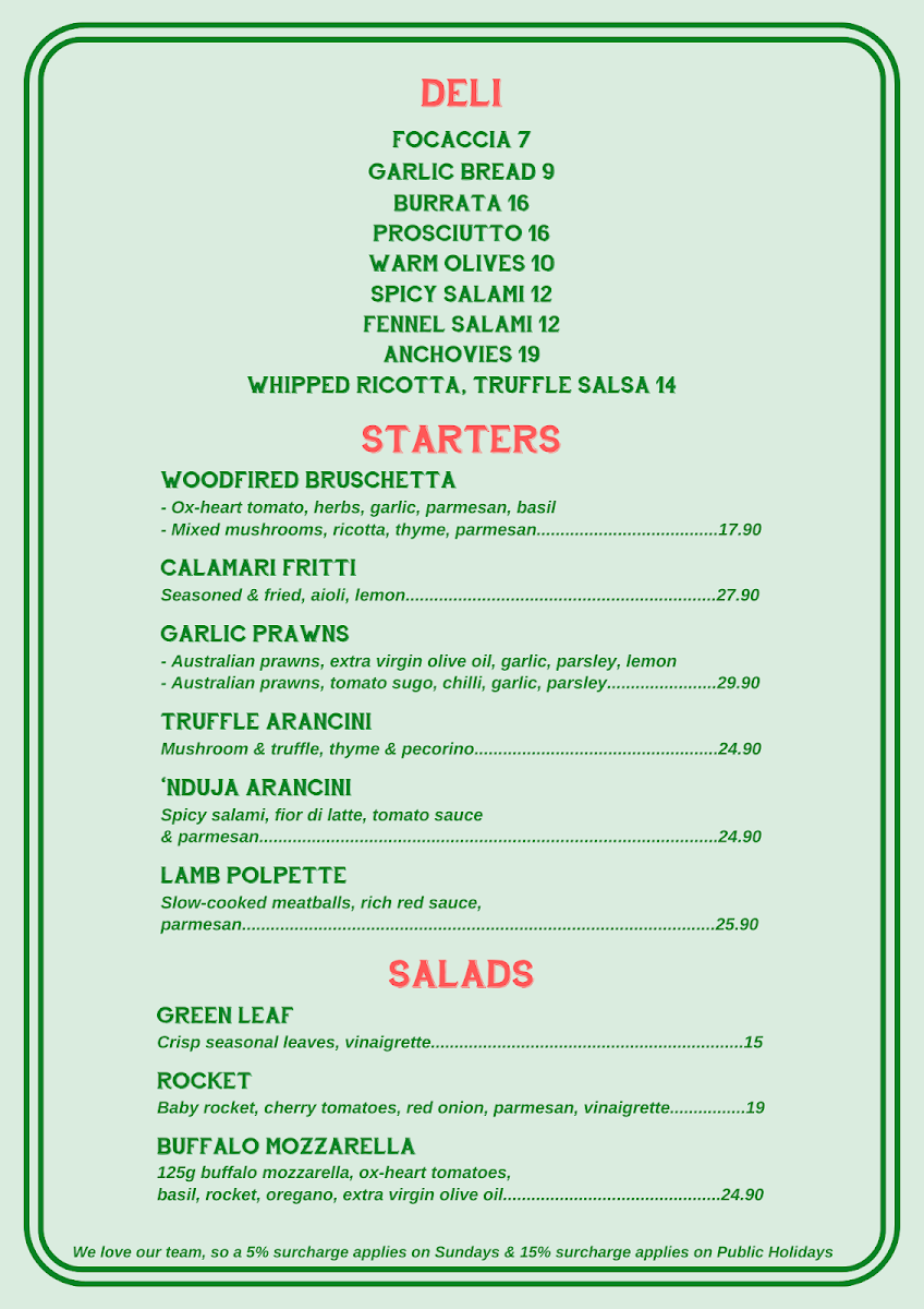 Menu, Queen Margherita of Savoy