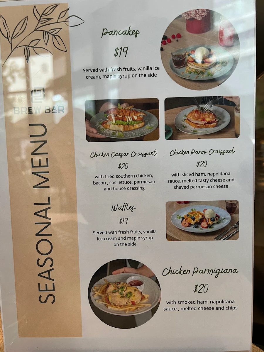 Menu, Brew Bar